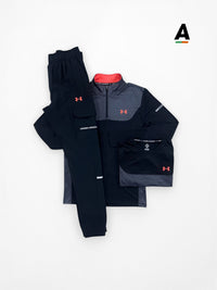 UNDER ARMOUR UTILITY QUARTER ZIP TRACKSUIT 3 PIECE -  BLACK / RED