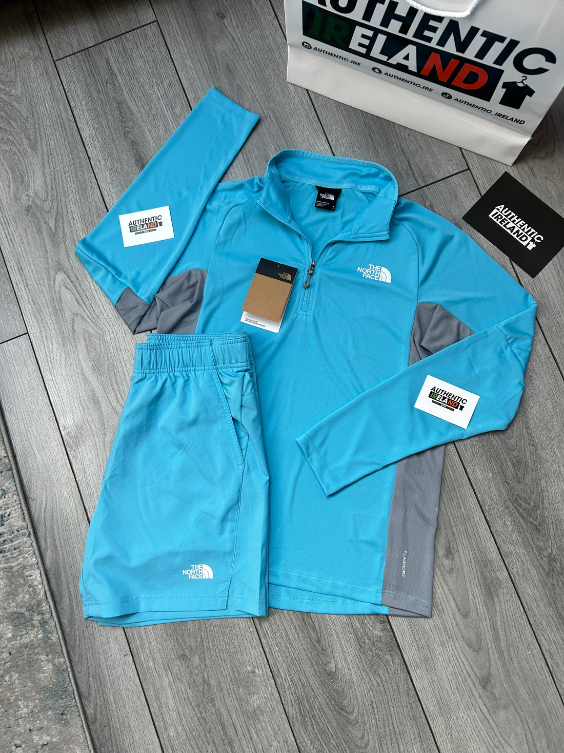 THE NORTH FACE 1/4 ZIP SET - BABY BLUE/GREY