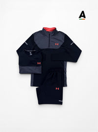 UNDER ARMOUR UTILITY QUARTER ZIP 3 PIECE SET -  BLACK / RED