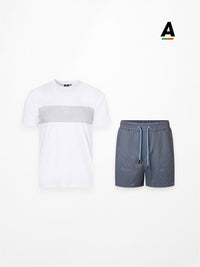 ENVI FADE MONOGRAM SET - WHITE/BABY BLUE