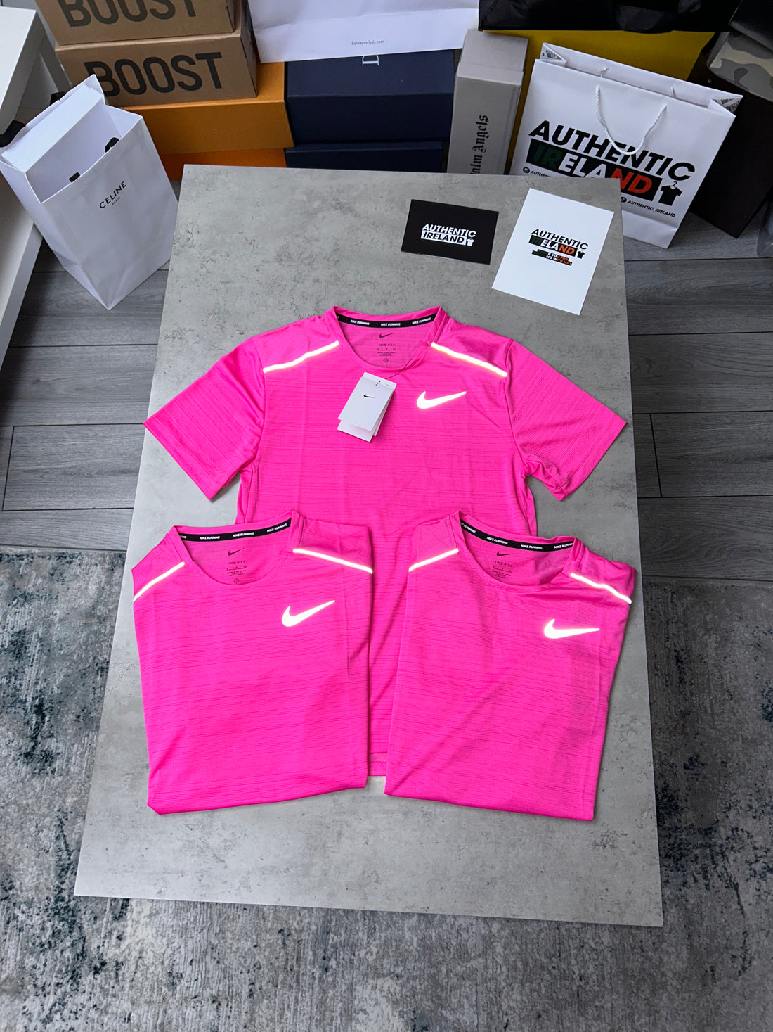 NIKE MILER T SHIRT 1.0 HOT PINK