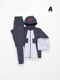 UNDER ARMOUR UTILITY 3-PIECE TRACKSUIT - CASTLEROCK/RED