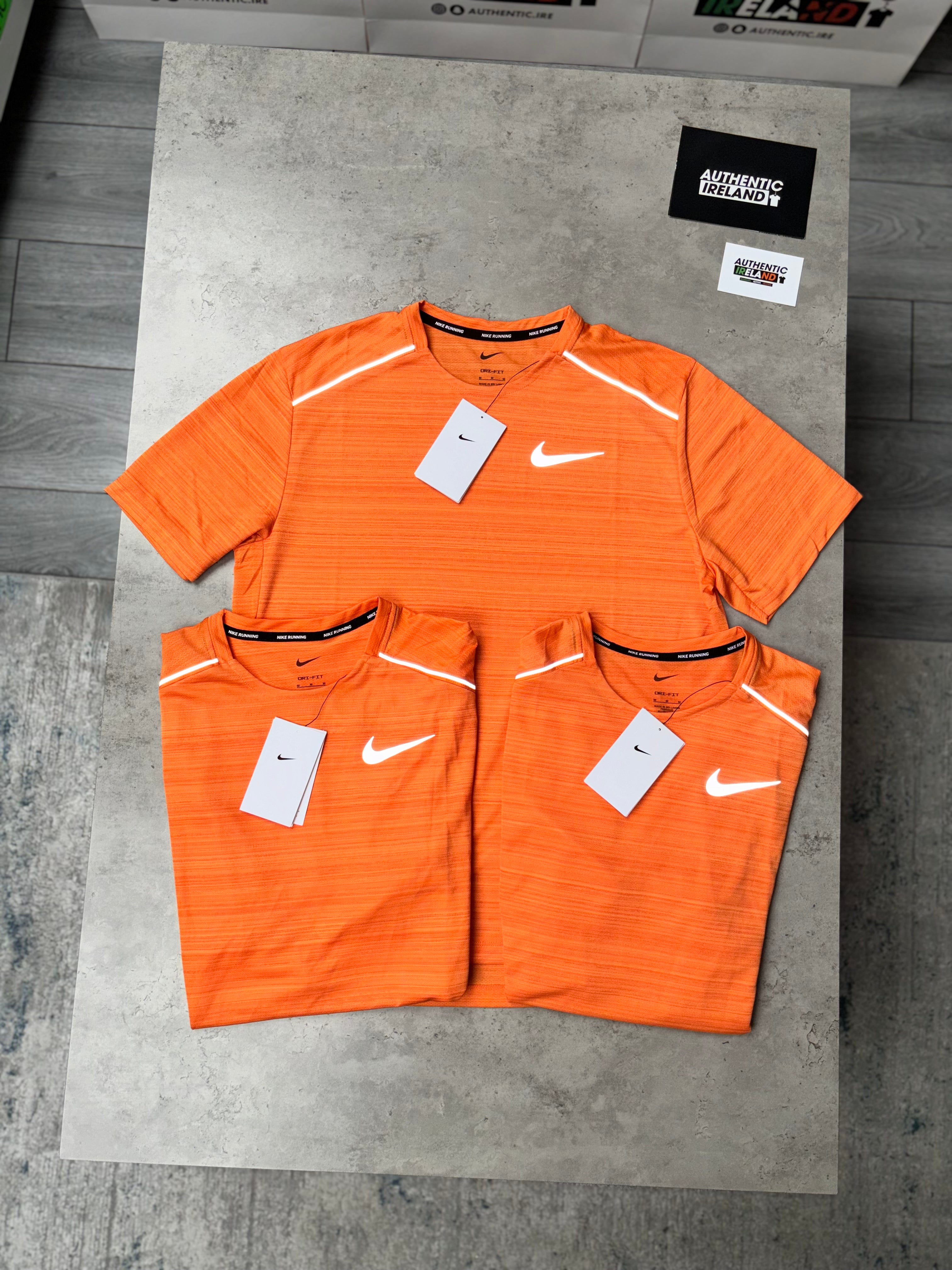 NIKE MILER 1.0 T SHIRT ORANGE PEEL