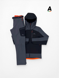 TRAILBERG CALDERA GRIDDED FLEECE TRACKSUIT - BLACK / GREY / ORANGE