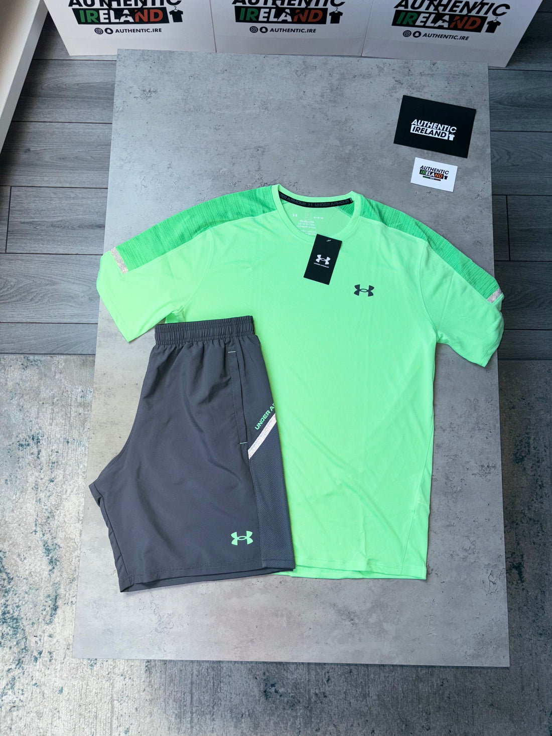 UNDER ARMOUR TECH 3-PIECE SET - GREY/GREEN