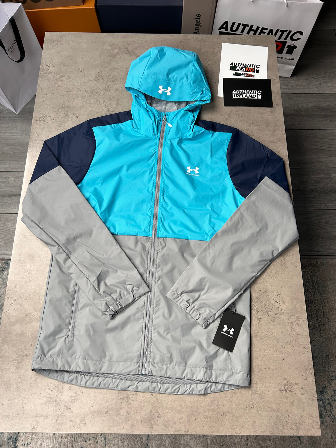 UNDER ARMOUR WINDRUNNER TRACKSUIT - AQUA/GREY/NAVY