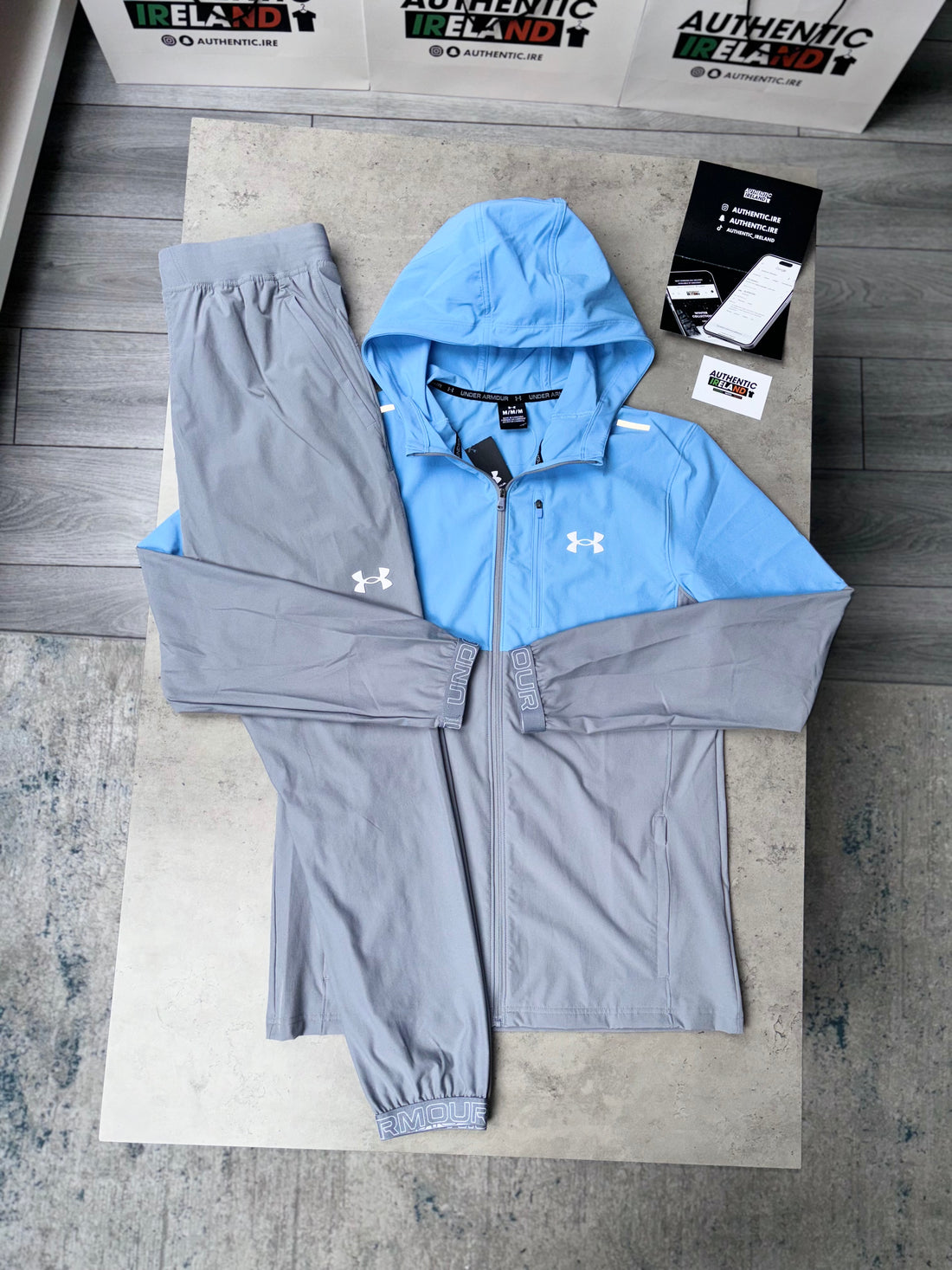 UNDER ARMOUR TWO-TONE TRACKSUIT - BABY BLUE/GREY