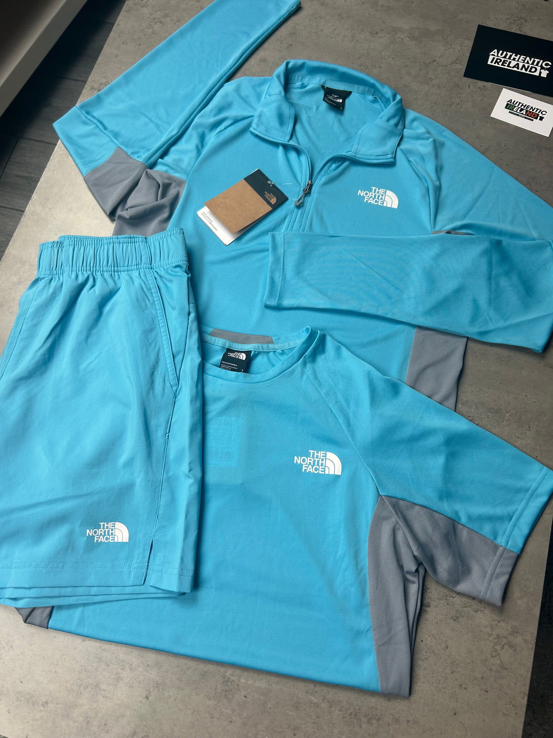 THE NORTH FACE 1/4 ZIP 3-PIECE SET - BABY BLUE/GREY