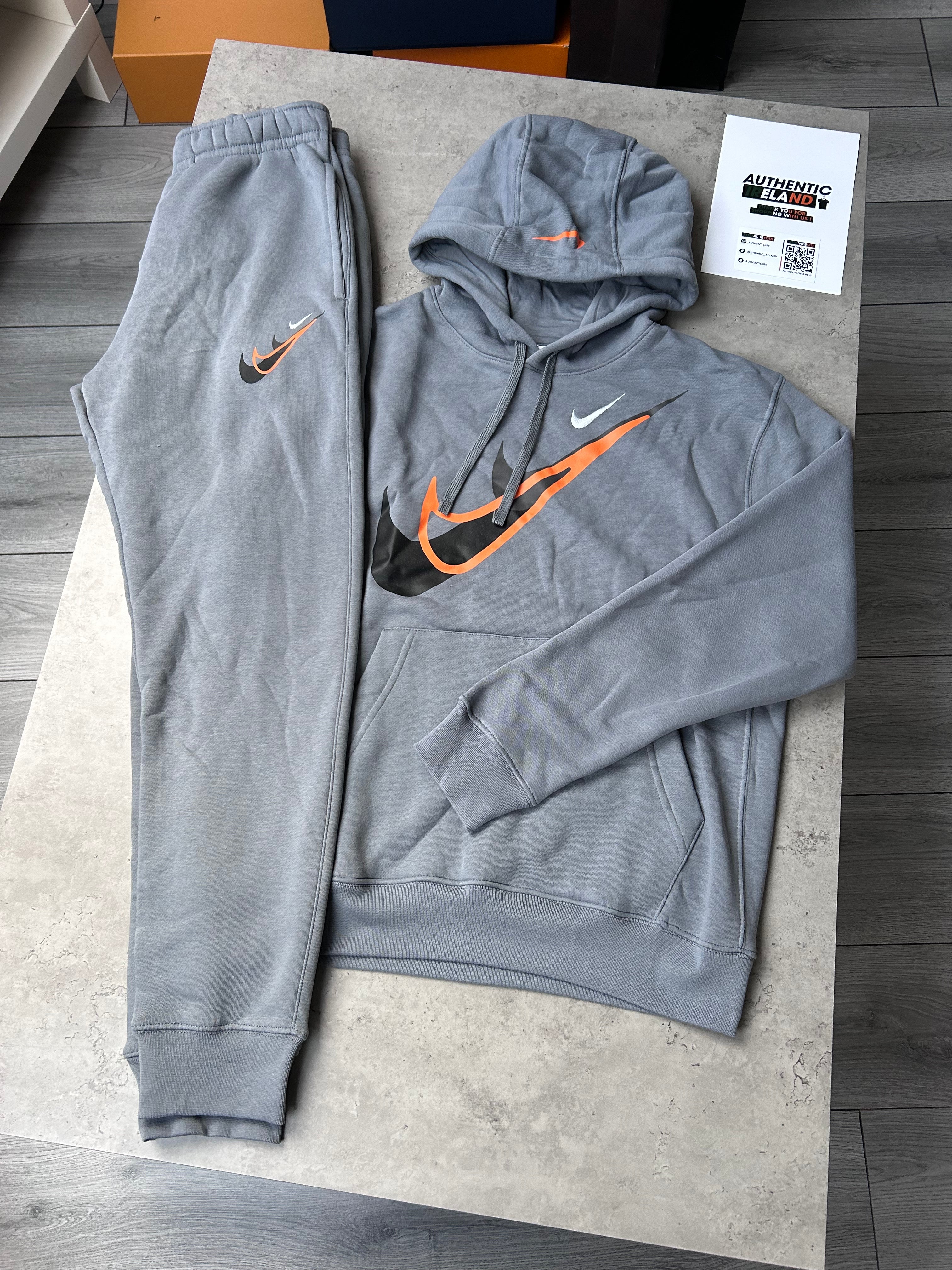 Grey nike best sale swoosh tracksuit