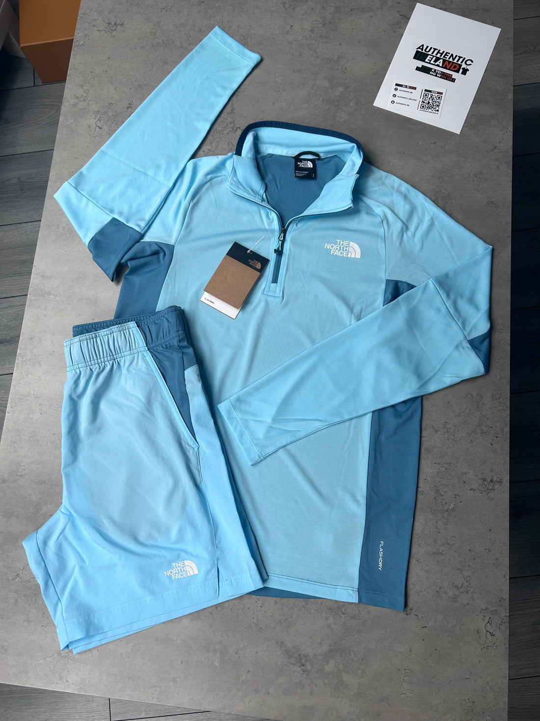 THE NORTH FACE 1 4 ZIP SET ICE BLUE