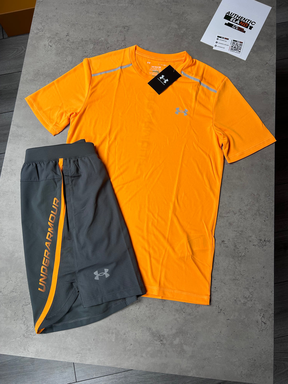 UNDER ARMOUR TECH SET ORANGE GREY authenticireland